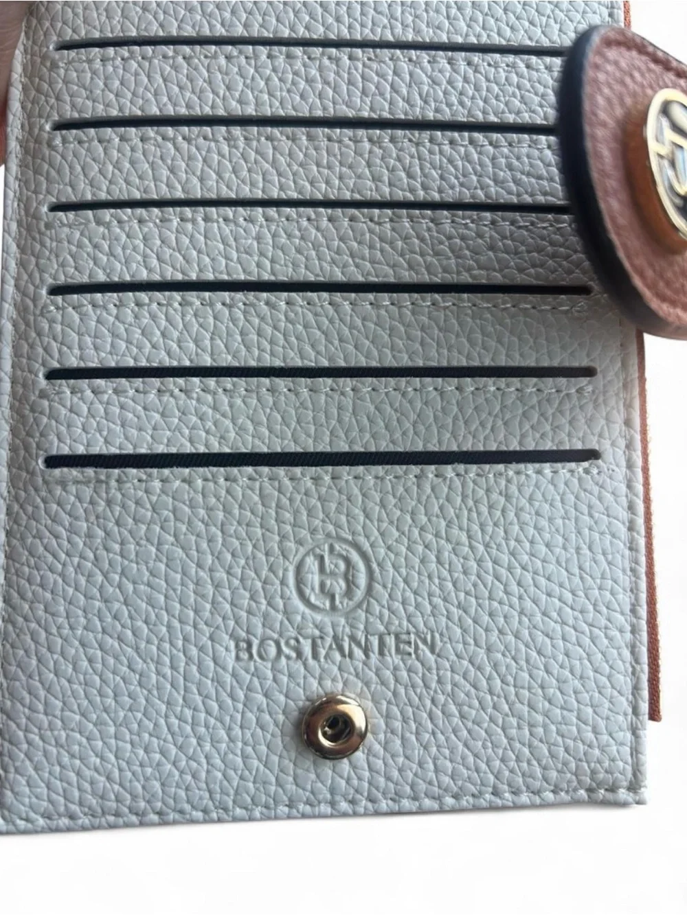 JJ Light Blue and Brown Leather Wallet